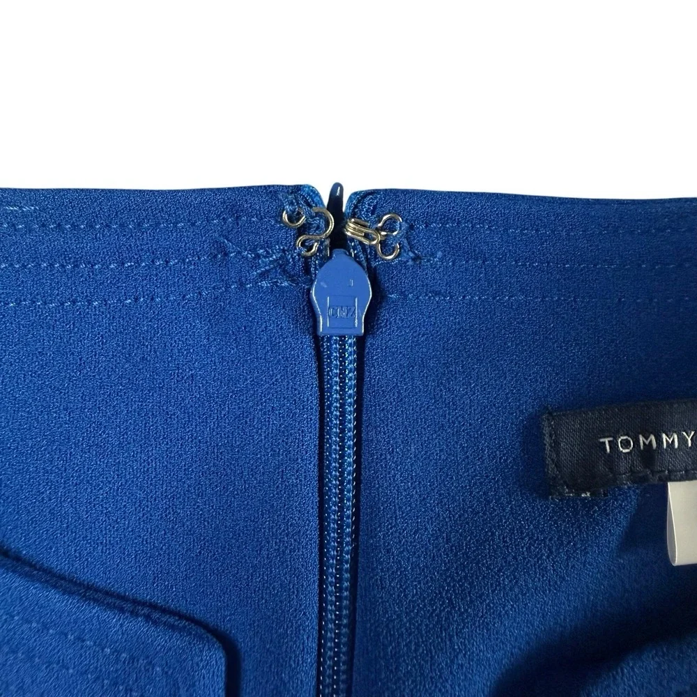 TOMMY HILFIGER Dress Womens 2 Blue Scuba Sheath Grommet Neck  NWT